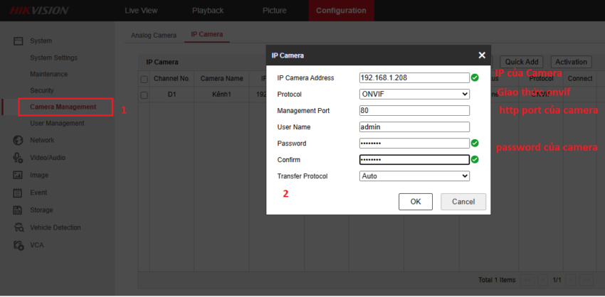 add camera dahua dau ghi hikvision