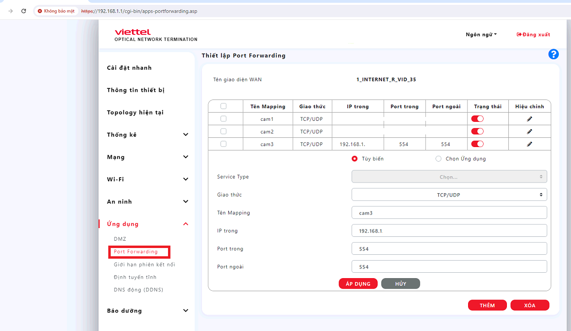 mở port modem viettel